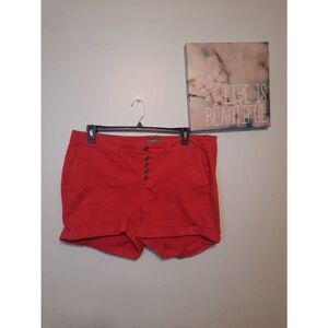 Torrid Size 18 Women's Plus Size Red Cuffed Shorts Button Fly